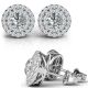 G-H Diamond Double Halo Stud Push Back Pair Earrings 14K Gold