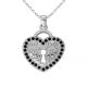 0.28 Carat Black Diamond Heart Pendant Necklace Chain 14K Gold